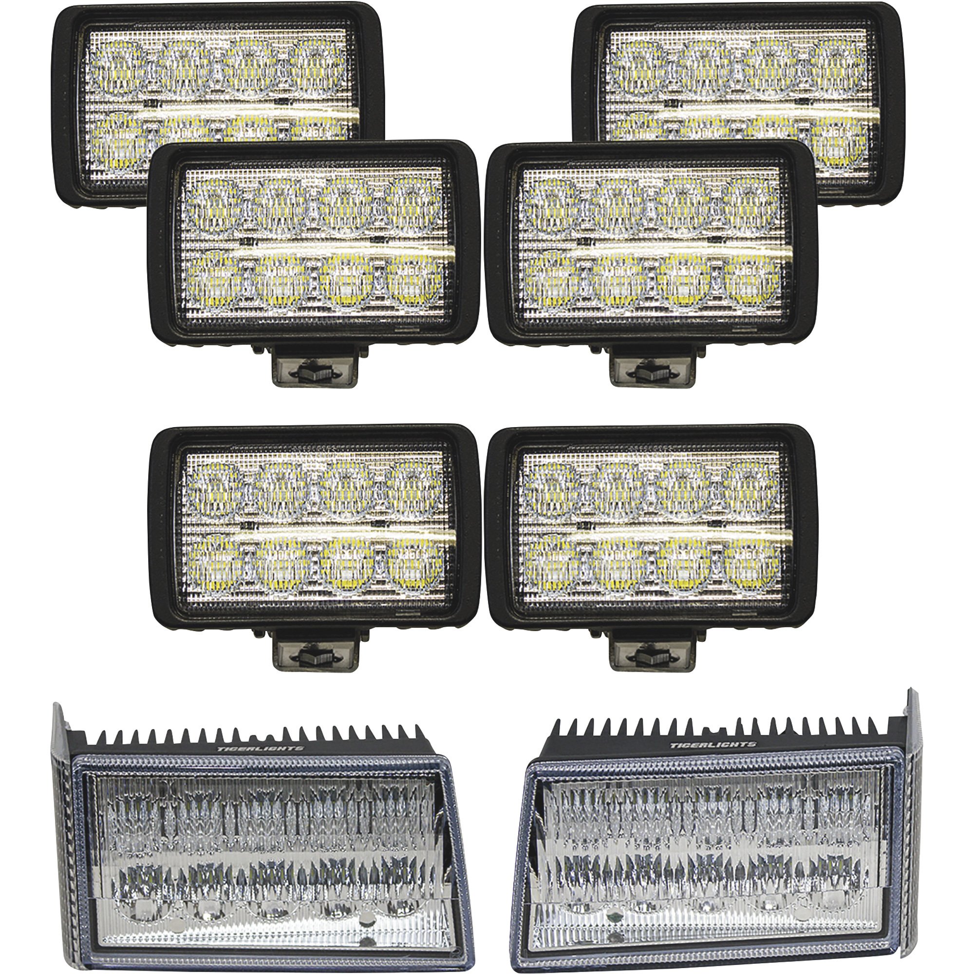 Tiger LED 8Light Flood/Spot and Flood Tractor Light Kit — 340 Watts